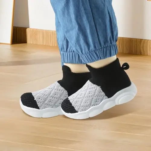 SEBELLST Baby Boy Girl Sneakers Toddler Infant First Walking Shoes Non-Skid Indoor Baby Sneakers Soft Sole Non Slip Cotton Mesh Breathable Lightweight Baby Shoes - SEBELLST (1)