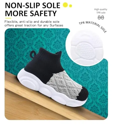 SEBELLST Baby Boy Girl Sneakers Toddler Infant First Walking Shoes Non-Skid Indoor Baby Sneakers Soft Sole Non Slip Cotton Mesh Breathable Lightweight Baby Shoes - 3