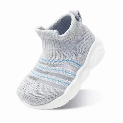 SEBELLST Baby Boy Girl Sneakers Toddler Infant First Walking Shoes Non-Skid Indoor Baby Sneakers Soft Sole Non Slip Cotton Mesh Breathable Lightweight Baby Shoes - 1