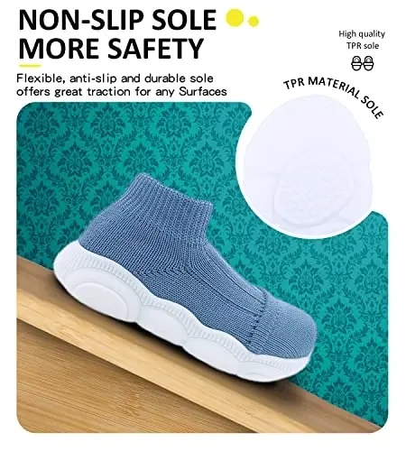 SEBELLST Baby Boy Girl Sneakers Toddler Infant First Walking Shoes Non-Skid Indoor Baby Sneakers Soft Sole Non Slip Cotton Mesh Breathable Lightweight Baby Shoes - 3