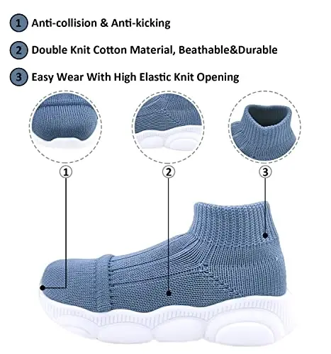 SEBELLST Baby Boy Girl Sneakers Toddler Infant First Walking Shoes Non-Skid Indoor Baby Sneakers Soft Sole Non Slip Cotton Mesh Breathable Lightweight Baby Shoes - 4
