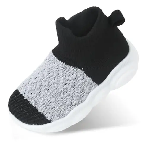 SEBELLST Baby Boy Girl Sneakers Toddler Infant First Walking Shoes Non-Skid Indoor Baby Sneakers Soft Sole Non Slip Cotton Mesh Breathable Lightweight Baby Shoes - 1