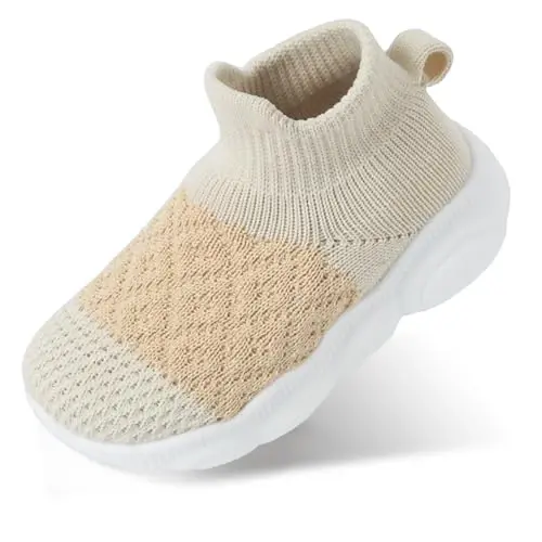 SEBELLST Baby Boy Girl Sneakers Toddler Infant First Walking Shoes Non-Skid Indoor Baby Sneakers Soft Sole Non Slip Cotton Mesh Breathable Lightweight Baby Shoes - 1