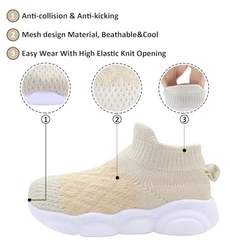 SEBELLST Baby Boy Girl Sneakers Toddler Infant First Walking Shoes Non-Skid Indoor Baby Sneakers Soft Sole Non Slip Cotton Mesh Breathable Lightweight Baby Shoes - 4