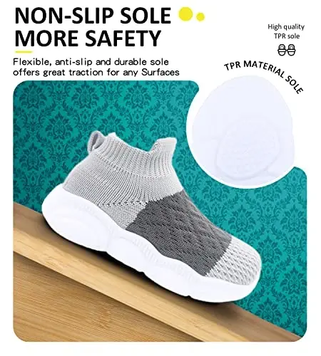 SEBELLST Baby Boy Girl Sneakers Toddler Infant First Walking Shoes Non-Skid Indoor Baby Sneakers Soft Sole Non Slip Cotton Mesh Breathable Lightweight Baby Shoes - 3