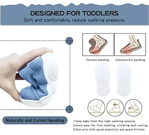 SEBELLST Baby Boy Girl Sneakers Toddler Infant First Walking Shoes Non-Skid Indoor Baby Sneakers Soft Sole Non Slip Cotton Mesh Breathable Lightweight Baby Shoes - 5