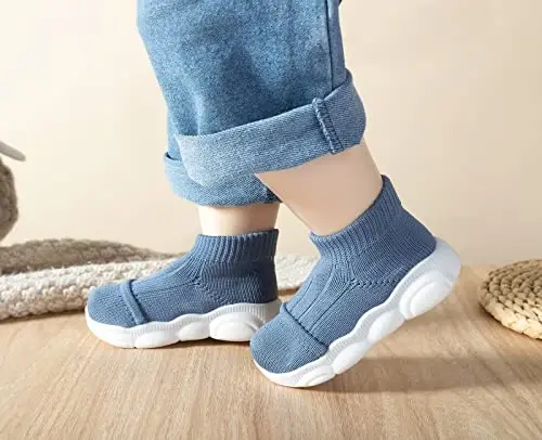 SEBELLST Baby Boy Girl Sneakers Toddler Infant First Walking Shoes Non-Skid Indoor Baby Sneakers Soft Sole Non Slip Cotton Mesh Breathable Lightweight Baby Shoes - 6