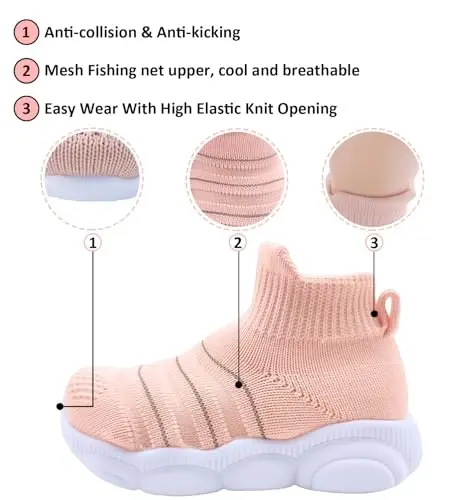 SEBELLST Baby Boy Girl Sneakers Toddler Infant First Walking Shoes Non-Skid Indoor Baby Sneakers Soft Sole Non Slip Cotton Mesh Breathable Lightweight Baby Shoes - SEBELLST (1)