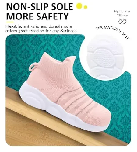 SEBELLST Baby Boy Girl Sneakers Toddler Infant First Walking Shoes Non-Skid Indoor Baby Sneakers Soft Sole Non Slip Cotton Mesh Breathable Lightweight Baby Shoes - 3