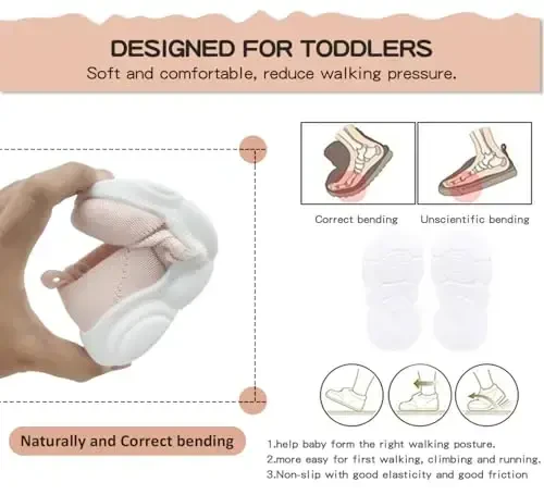 SEBELLST Baby Boy Girl Sneakers Toddler Infant First Walking Shoes Non-Skid Indoor Baby Sneakers Soft Sole Non Slip Cotton Mesh Breathable Lightweight Baby Shoes - 4