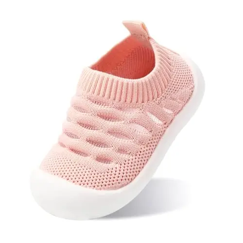 SEBELLST Baby Boy Girl Sneakers Toddler Infant First Walking Shoes Non-Skid Indoor Baby Sneakers Soft Sole Non Slip Cotton Mesh Breathable Lightweight Baby Shoes - 1