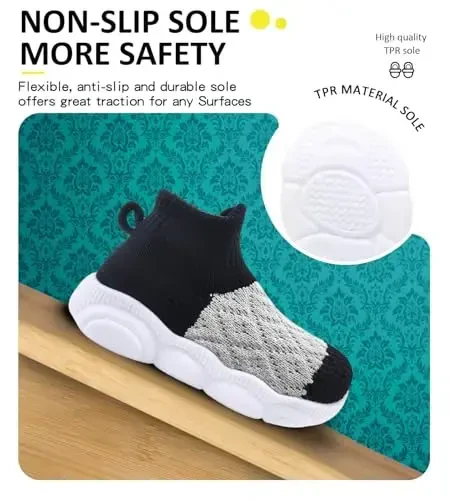 SEBELLST Baby Boy Girl Sneakers Toddler Infant First Walking Shoes Non-Skid Indoor Baby Sneakers Soft Sole Non Slip Cotton Mesh Breathable Lightweight Baby Shoes - 3
