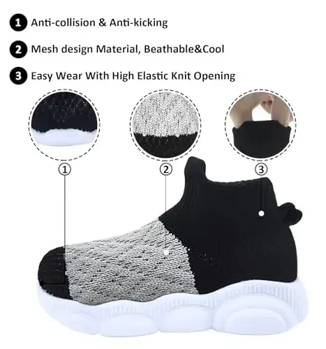 SEBELLST Baby Boy Girl Sneakers Toddler Infant First Walking Shoes Non-Skid Indoor Baby Sneakers Soft Sole Non Slip Cotton Mesh Breathable Lightweight Baby Shoes - 4