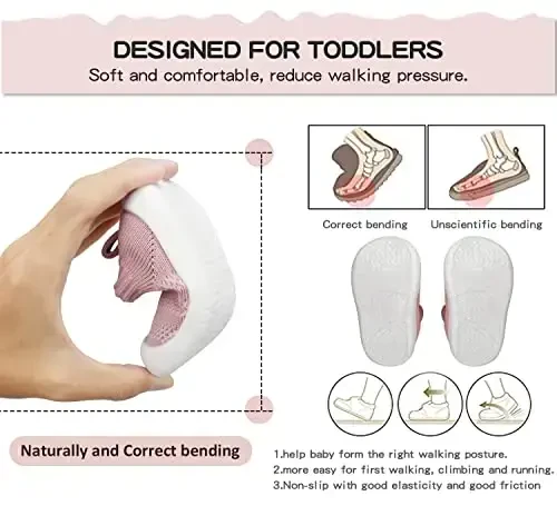 SEBELLST Baby Boy Girl Sneakers Toddler Infant First Walking Shoes Non-Skid Indoor Baby Sneakers Soft Sole Non Slip Cotton Mesh Breathable Lightweight Baby Shoes - 5