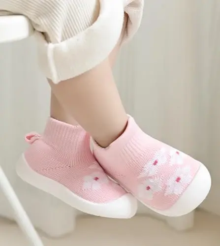 SEBELLST Baby Boy Girl Sneakers Toddler Infant First Walking Shoes Non-Skid Indoor Baby Sneakers Soft Sole Non Slip Cotton Mesh Breathable Lightweight Baby Shoes - 3