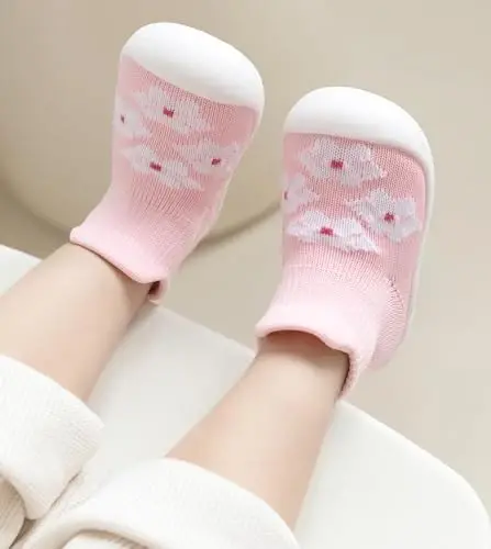 SEBELLST Baby Boy Girl Sneakers Toddler Infant First Walking Shoes Non-Skid Indoor Baby Sneakers Soft Sole Non Slip Cotton Mesh Breathable Lightweight Baby Shoes - 4