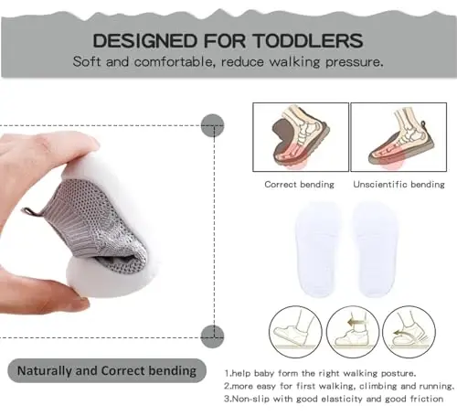 SEBELLST Baby Boy Girl Sneakers Toddler Infant First Walking Shoes Non-Skid Indoor Baby Sneakers Soft Sole Non Slip Cotton Mesh Breathable Lightweight Baby Shoes - 4