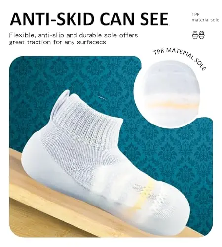 SEBELLST Chaqaloq o'g'il qiz krossovkalari Toddler Go'dak Birinchi yurish poyafzallari Sirpanmaydigan yopiq chaqaloq krossovkalari Yumshoq taglik Sirpanmaydigan Paxta to'r Nafas oladigan Yengil chaqaloq poyafzali - 3