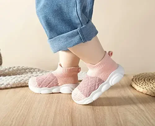 SEBELLST Chaqaloq O'g'il Qiz Poyabzallari Toddler Go'dak Birinchi Yurish Poyabzallari Sirpanmaydigan Ichki Chaqaloq Poyabzallari Yumshoq Taglik Sirpanmaydigan Paxta To'r Nafas O'tkazuvchan Yengil Chaqaloq Poyabzallari - 6