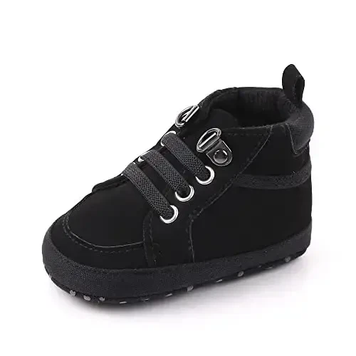 Secantrol Baby Boys Girls First Walker Crib Newborn Shoes, Soft Rubber Sole Infant Sneakers Fashion High-Top Non-Slip Toddler Dress Moccasins Shoes - SEKANTROL
