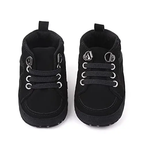 Secantrol Baby Boys Girls First Walker Crib Newborn Shoes, Soft Rubber Sole Infant Sneakers Fashion High-Top Non-Slip Toddler Dress Moccasins Shoes - 6