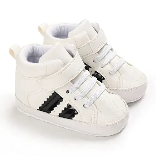 Secantrol Baby Boys Girls First Walker Crib Newborn Shoes, Soft Rubber Sole Infant Sneakers Fashion High-Top Non-Slip Toddler Dress Moccasins Shoes - 2