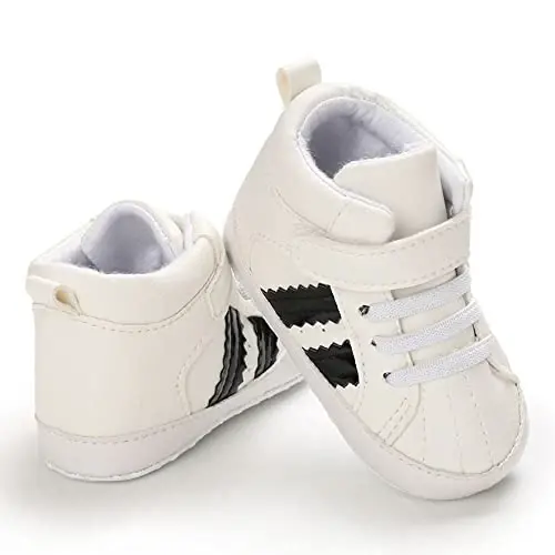 Secantrol Baby Boys Girls First Walker Crib Newborn Shoes, Soft Rubber Sole Infant Sneakers Fashion High-Top Non-Slip Toddler Dress Moccasins Shoes - 4