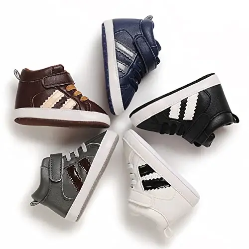 Secantrol Baby Boys Girls First Walker Crib Newborn Shoes, Soft Rubber Sole Infant Sneakers Fashion High-Top Non-Slip Toddler Dress Moccasins Shoes - 6