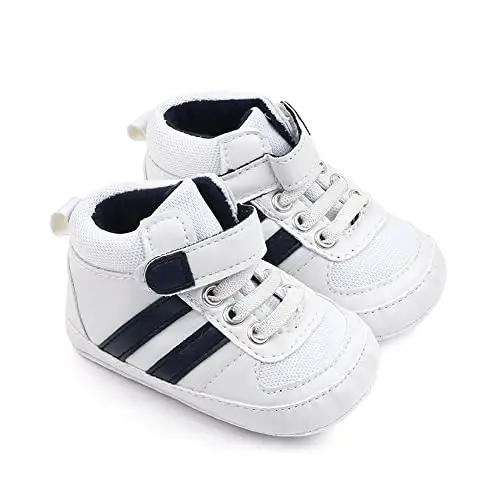 Secantrol Baby Boys Girls First Walker Crib Newborn Shoes, Soft Rubber Sole Infant Sneakers Fashion High-Top Non-Slip Toddler Dress Moccasins Shoes - 3