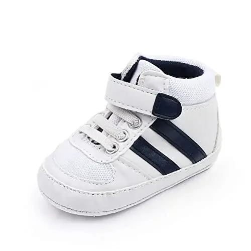 Sekantrol Baby Boys Girls First Walker Crib Newborn Shoes, Soft Rubber Sole Infant Sneakers Fashion High-Top Non-Slip Toddler Dress Moccasins Shoes 