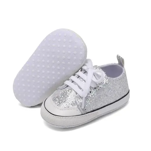Secantrol Unisex Baby Girls Boys Shoes Infant Soft Sole Canvas Newborn First Walkers High Top Anti-Slip Sneakers 