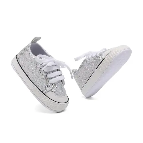 Secantrol Unisex Baby Girls Boys Shoes Infant Soft Sole Canvas Newborn First Walkers High Top Anti-Slip Sneakers - 6