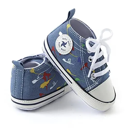 Secantrol Unisex Baby Girls Boys Shoes Infant Soft Sole Canvas Newborn First Walkers High Top Anti-Slip Sneakers - 2