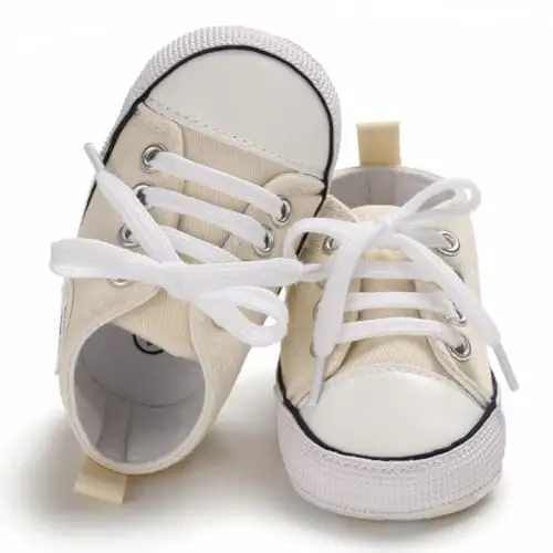 Secantrol Unisex Baby Girls Boys Shoes Infant Soft Sole Canvas Newborn First Walkers High Top Anti-Slip Sneakers - 4