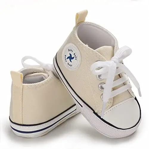 Secantrol Unisex Baby Girls Boys Shoes Infant Soft Sole Canvas Newborn First Walkers High Top Anti-Slip Sneakers - SEKANTROL (1)