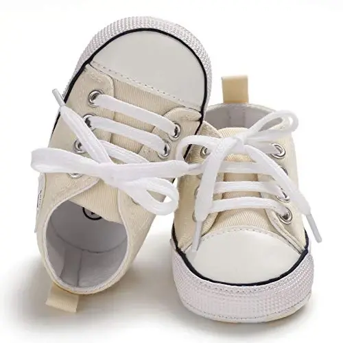 Secantrol Unisex Baby Girls Boys Shoes Infant Soft Sole Canvas Newborn First Walkers High Top Anti-Slip Sneakers - 5