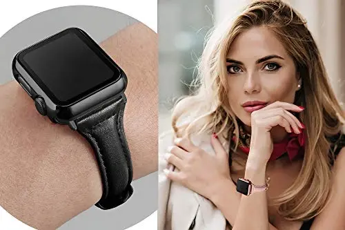 Secbolt 44mm Case Compatible Apple Watch Band with Built in Tempered Glass Screen Protector- All Around Protective Case for iWatch SE Series 6/5/4, Black(44mm) - 5