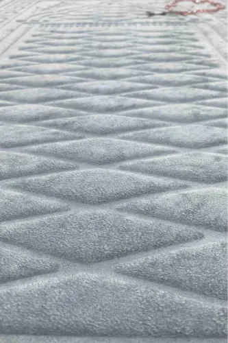 Seccade Diz Ağrıtmayan Kadife Kaymaz Taban Kabartmalı, Işlemeli, Özel Yumuşak Taban %100 Pamuk-Turkuaz - MIABELLA HOME (1)