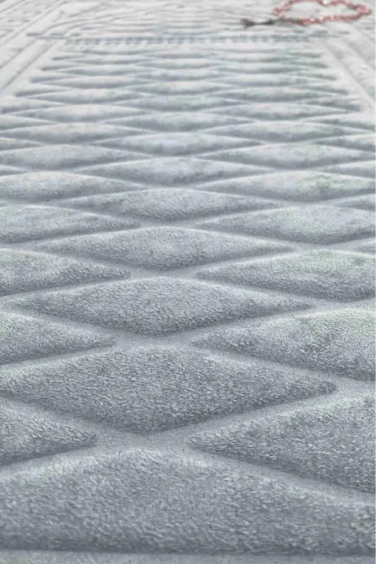 Seccade Diz Ağrıtmayan Kadife Kaymaz Taban Kabartmalı, Işlemeli, Özel Yumuşak Taban %100 Pamuk-Turkuaz - 2