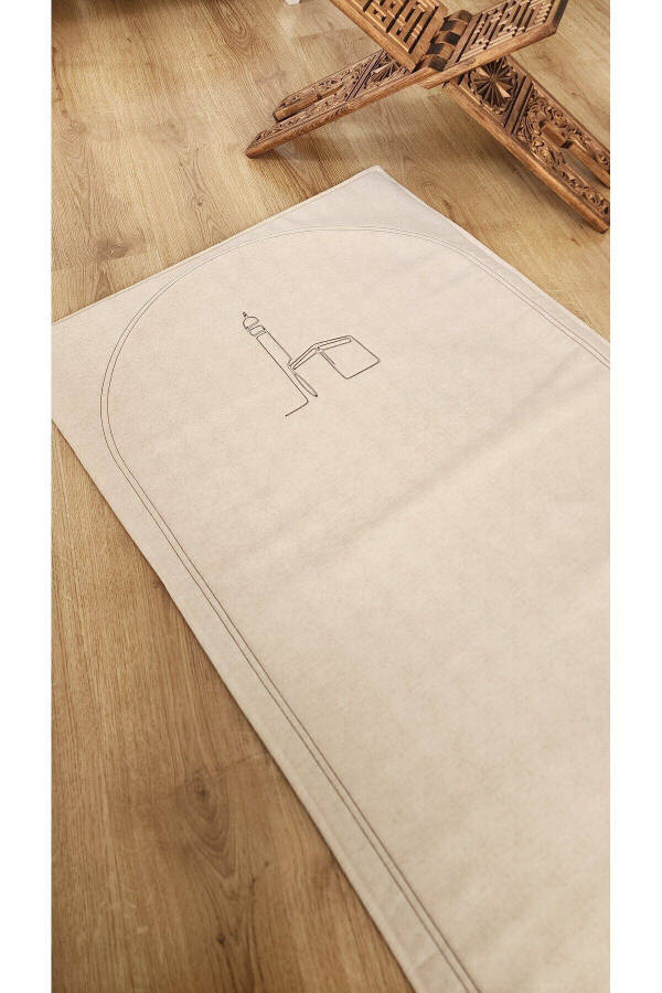 Seccade Naturel Düz - Kabe - Nakış Işleme Yumuşak Iç Dolgulu 70x115-BEJ - 1