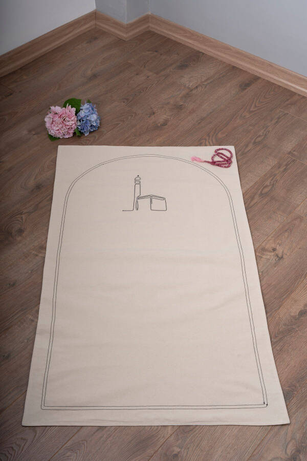 Seccade Naturel Düz - Kabe - Nakış Işleme Yumuşak Iç Dolgulu 70x115-BEJ - 2