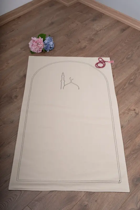 Seccade Naturel Düz Yumuşak Dolgulu 70x115 Camii 3-BEJ - 3