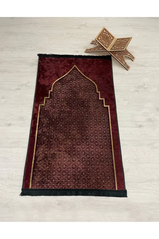 Seccade Saçaklı (lateks Taban) 75x125 Ebat - Bordo - 3