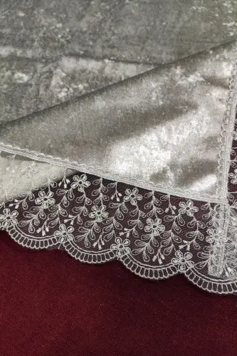 Seccade Seti 4 Parça Ekonomik Çeyizlik Seccade Takımı, Nişan Bohça - Gri-Gri - 4