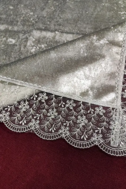 Seccade Seti 4 Parça Ekonomik Çeyizlik Seccade Takımı, Nişan Bohça - Gri-Gri - 4