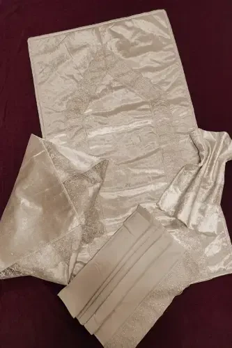 Seccade Seti 4 Parça Ekonomik Çeyizlik Seccade Takımı, Nişan Bohça - Kahve-Kahve - ÇT ÇEYIZCI TEKSTIL (1)