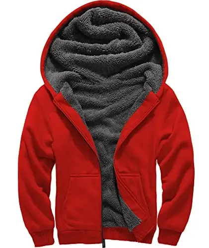 SECOOD Kids Hoodie Fleece Jacket Warm Sherpa Lined Zip Up Hooded Sweatshirt Soft Winter Coat Boys Girls School Outerwear - SECOOD