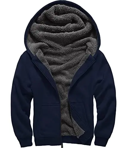 SECOOD Kids Hoodie Fleece Jacket Warm Sherpa Lined Zip Up Hooded Sweatshirt Soft Winter Coat Boys Girls School Outerwear - SECOOD