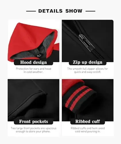 SECOOD Kids Hoodie Fleece Jacket Warm Sherpa Lined Zip Up Hooded Sweatshirt Soft Winter Coat Boys Girls School Outerwear - 3