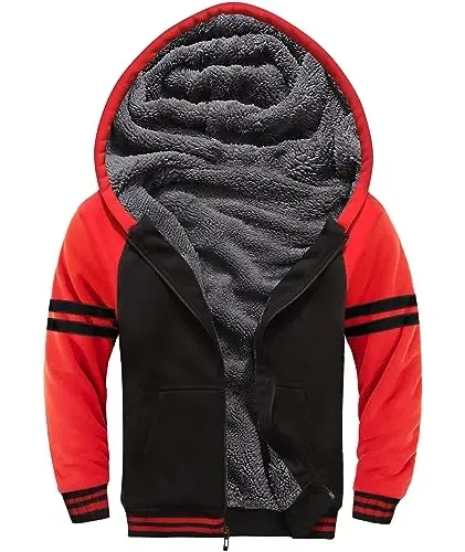 SECOOD Kids Hoodie Fleece Jacket Warm Sherpa Lined Zip Up Hooded Sweatshirt Soft Winter Coat Boys Girls School Outerwear - 1